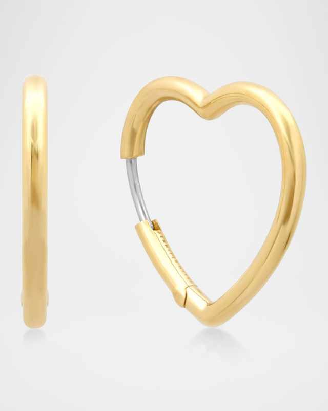18K Yellow Gold Forever Heart Huggie Earrings